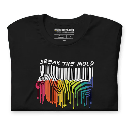 Black t shirt which says Break the Mold 